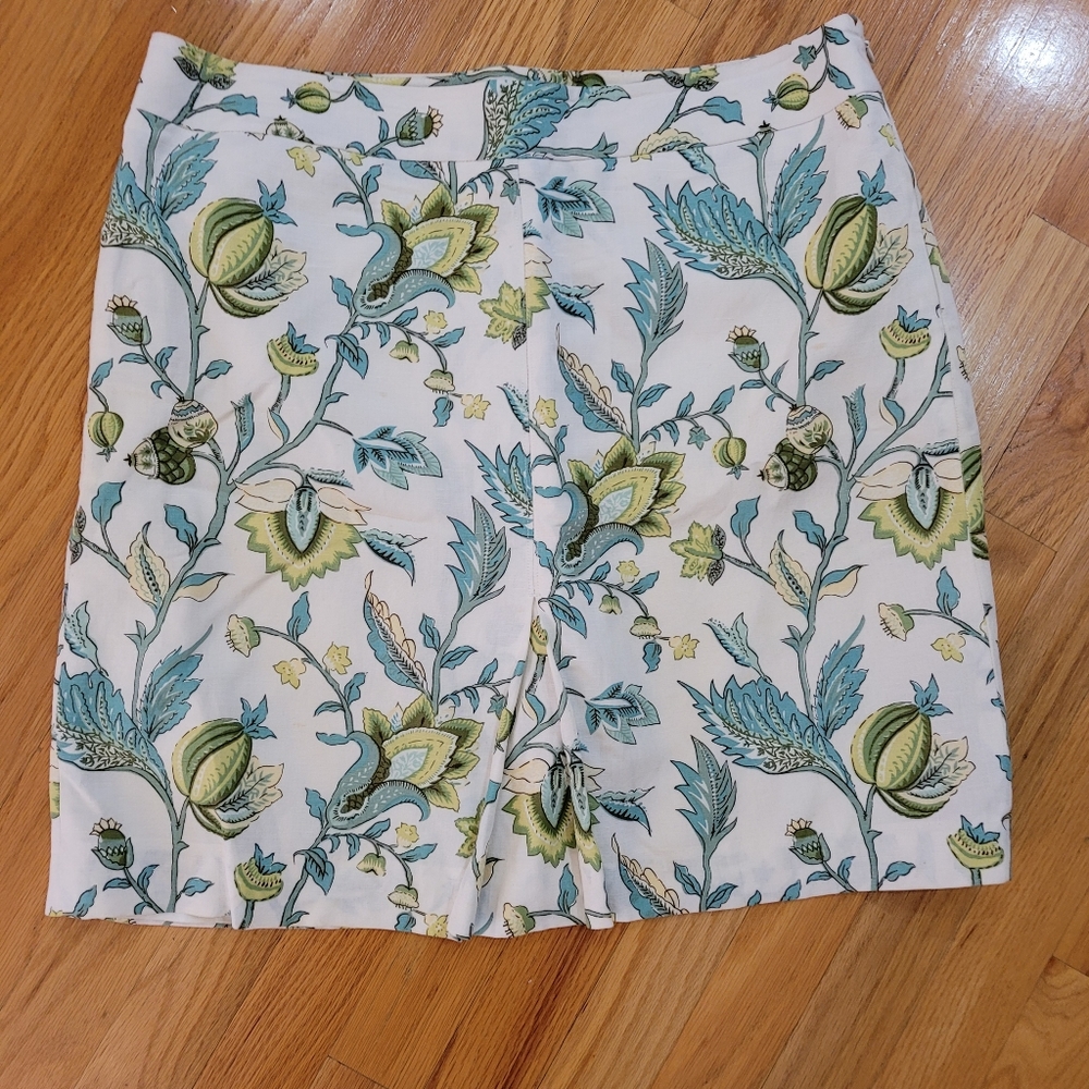 Ann Taylor LOFT petites floral linen skirt size 12P